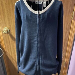Womens Old Navy Blue Zip-Up Cardigan.